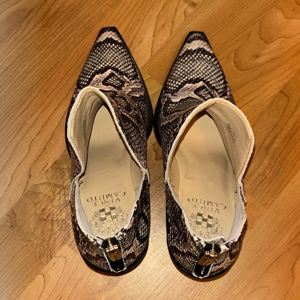 Vince Camuto Snake Skin Black and White Ankle Booties - Picture 5 of 11